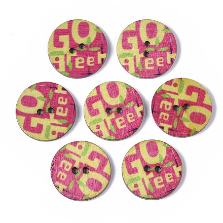 2-Hole Spray Painted Wooden Buttons BUTT-T006-005-1