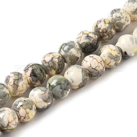 Brins de perles de camouflage synthétiques teintes turquoise G-E594-24P-A-1