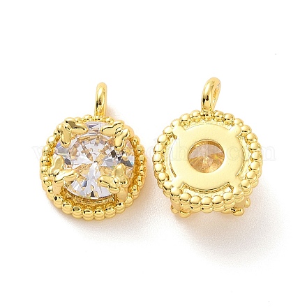 Brass Micro Pave Clear Cubic Zirconia Charms KK-E068-VF206-1