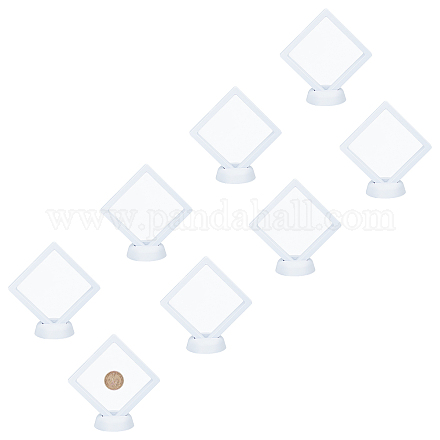 Superfindings 8шт 9см белые пластиковые витрины 3d плавающий держатель витрины подвесная рама с белой пластиковой подставкой основание для медалей монеты марки медальоныпрокольца ODIS-FH0001-02B-02-1