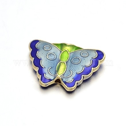 Butterfly Brass Enamel Beads KK-N0081-80E-1