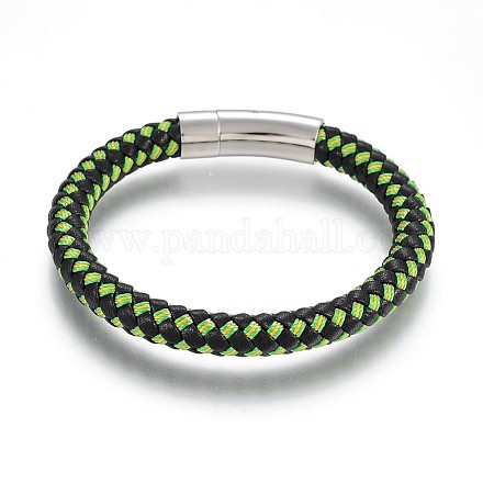 Braided Leather and Nylon Cord Bracelets BJEW-K206-C-01-1