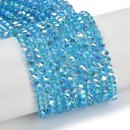 Chapelets de perles en verre électroplaqué GLAA-Q105-04G-1