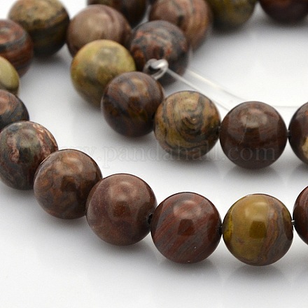 Perles rondes de pierre naturelle brins G-N0120-10-10mm-1