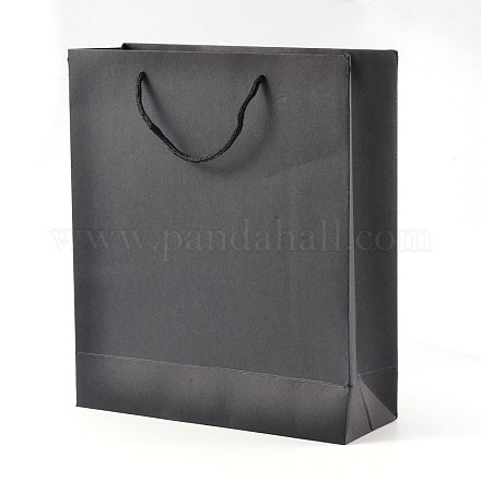 長方形のクラフト紙袋  ギフトバッグ  ショッピングバッグ  ナイロンコードハンドル付き  ブラック  33x28x10cm AJEW-L049C-01-1