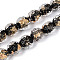 Handmade Lampwork Beads, Gold Foil Glass Beads, Barrel, Black, 10~11x9~10mm, Hole: 1.5mm, about 50pcs/strand, 19.69''(50cm)