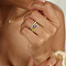 Brass Micro Pave Cubic Zirconia Finger Rings, Platinum & Golden, US Size 7(17.3mm)