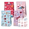 12Pcs 4 Styles Valentine's Day Heart Printed Paper Candy Gift Favor Packaging Bags, Rectangle, with Stickers, Mixed Color, Unfold Bag: 12x8x17.7cm, 3pcs/style