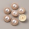 Plastic Imitation Pearl Shank Buttons, with Alloy Finding, Flower, Light Gold, 25x13.5mm, Hole: 2mm