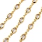 Brass Glass Oval Link Chains, with Spool, Long-Lasting Plated, Soldered, Lead Free & Cadmium Free, Rack Plating, Real 18K Gold Plated, Gainsboro, 13.5x5x2.5mm