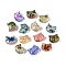 Picasso Transparent Glass Beads, Cat, Mixed Color, 8~8.5x9.5~10x5.5~6mm, Hole: 1mm, About 750pcs/pound