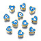 Alloy Enamel Beads, Cadmium Free & Lead Free, Light Gold, Heart with Eye, Dodger Blue, 7.5x8x5mm, Hole: 1.4mm
