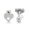 Tarnish Resistant 201 Stainless Steel Barbell Cartilage Earrings, Screw Back Earrings, with 304 Stainless Steel Pins, Heart, Stainless Steel Color, 7x8x2mm, Pin: 1mm