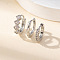 3Pcs Rhombus Brass Micro Pave Clear Cubic Zirconia Hoop Earrings, Platinum, 12mm, 3pcs/set