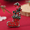 Christmas Theme Zinc Alloy Rhinestone Brooches for Backpack Clothes, Christmas Socking