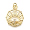 Rack Plating Brass Micro Pave Cubic Zirconia Pendants, Flat Round with Sun, with Jump Ring, Cadmium Free & Lead Free, Long-Lasting Plated, Real 18K Gold Plated, Clear, 24x20x3mm, Hole: 3.5mm
