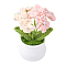 1Pc Hand Knitted Potted Plants Crochet Flower, Forget-me-not, with Plastic Vase, Misty Rose, 90x65x108mm