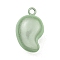 Brass Bell Pendants, Magatama, Dark Sea Green, 28x16x17mm, Hole: 3mm