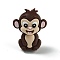 Silicone Beads, Monkey, Coconut Brown, 32.5x26x15.5mm, Hole: 2mm
