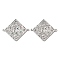 Brass Micro Pave Colorful Cubic Zirconia Hollow Connector Charms, Rhombus Links, Real Platinum Plated, 38x45x2mm, Hole: 1.8mm