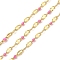 Ion Plating(IP) 304 Stainless Steel Dapped Chains, Enamel Style, Real 18K Gold Plated, Soldered, with Spool, Polished, Violet, 4x2x0.3mm, about 32.81 Feet(10m)/Roll