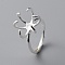 Adjustable Brass Ring Components, Solitaire Ring Setting, 6 Claw Prong Settings, Silver, US Size 6(16.5mm), Tray: 13x15mm