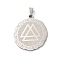 Non-Tarnish 201 Stainless Steel Pendants, Flat Round with Valknut Charm, Stainless Steel Color, 33x30x1.5mm, Hole: 8x4mm