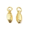 Sports Brass Charms, Golden, Rugby, 13x5.5x4mm, Jump Ring: 5x1mm, 3mm Inner Diameter