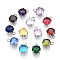 Glass Charms, Flat Round, with 304 Stainless Steel, Faceted, Mixed Color, 8.5x6x4mm, Hole: 1.6mm