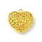 Alloy Pendants, Lead Free and Cadmium Free, Heart, Golden, 35mm long, 34.5mm wide, 11mm thick, hole: 3.5mm