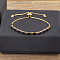 Brass Micro Pave Cubic Zirconia Slider Bracelets, Rectangle Link Chain Bracelets for Women, Real 18K Gold Plated, Black, 7-7/8 inch(20cm)