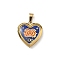 304 Stainless Steel Locket Pendants, Ion Plating(IP), Heart with Pattern Charms, Blue, 25x22.5x5.5mm, Hole: 8x4mm, Inner Diameter: 16.5x16.5mm