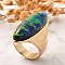 Resin Horse Eye Finger Rings, Golden Tone Alloy Statement Rings for Women, Colorful, US Size 8 1/2(18.5mm), Horse Eye: 37x13mm