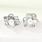 Brass Enamel Stud Earrings, Flower, with ABS Plastic Pearl, Cadmium Free & Lead Free, Rack Plating, Long-Lasting Plated, Platinum, 17x16.5mm