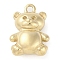 Ion Plating(IP) 304 Stainless Steel Pendants, Manual Polishing, Bear Charm, Real 18K Gold Plated, 17x12x7mm, Hole: 1.6mm
