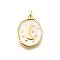 Rack Plating Brass Enamel Pendants, with Jump Ring, Long-Lasting Plated, Lead Free & Cadmium Free, Oval with Moon & Star Charms, Real 18K Gold Plated, White, 18.5x14x3mm, Hole: 3.5mm