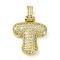 Brass Micro Pave Clear Cubic Zirconia Pendants, Real 18K Gold Plated, Letter T, 29mm, Hole: 4.8x3.5mm, Pendant: 23x19.5x5mm