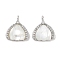 Brass Micro Pave Cubic Zirconia Pendants, with Shell, Shell Shape Charms, Platinum, 15.5x13x3mm, Hole: 2mm