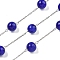304 Stainless Steel with Glass Cat Eye Link Chains, Soldered, with Spool, Round, Dark Blue, 13x7.5mm