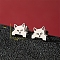 Non-Tarnish Stainless Steel Stud Earrings, Dog Shape, Stainless Steel Color, 9x11mm