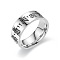 201 Stainless Steel Buddhist Scriptures Pattern Finger Rings for Men, Stainless Steel Color, US Size 8(18.1mm)