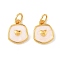 Brass Enamel Pendants, Heart Charms, Long-Lasting Plated, Lead Free & Cadmium Free, Real 24K Gold Plated, with Jump Ring, White, 11x9x2mm, Hole: 3mm