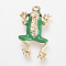 Enamel Style Alloy Pendants, with Rhinestones, Frog, Golden, 33x19x6mm, Hole: 2mm