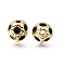 Brass Enamel Beads, Football, Golden, 8mm, Hole: 1.6mm