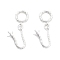 Brass Hook and S-Hook Clasps, Textured, U Shaped, for Half Drilled Bead, Silver, Ring: 12.5x9x2mm, U Bar: 15x13x5mm, Pin: 0.8mm