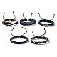 5Pcs 5 Style Adjustable Braided Imitation Leather Cord Bracelet Sets with Waxed Cord for Men BJEW-F458-01-2