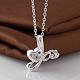 Silver Plated Brass Cubic Zirconia Love Pendant Necklaces For Valentine's Day Gift NJEW-BB09485-4
