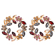 花の花輪カラフルなラインストーンのブローチ  バックパック服用合金ラペルピン  ライトゴールド  41x41.5x14mm JEWB-WH0026-19-1