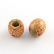 Perles de gros trous en bois naturel imprimé tonneau X-WOOD-R243-16mm-A16-1