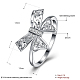 Moda bowknot 925 de plata esterlina anillos de dedo de circonio cúbico RJEW-BB17129-7-3